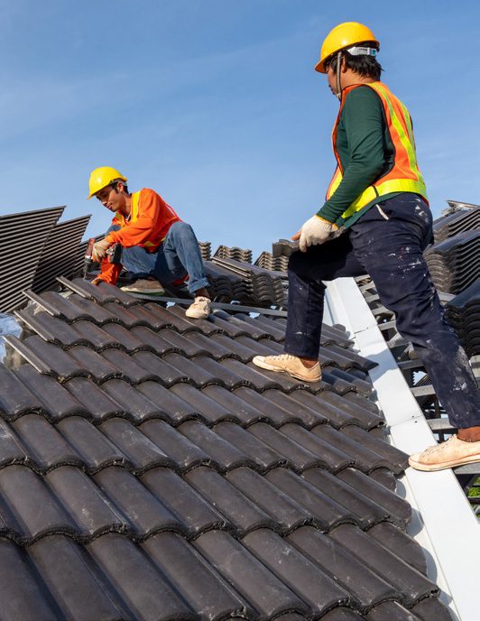 Roof tiling work
